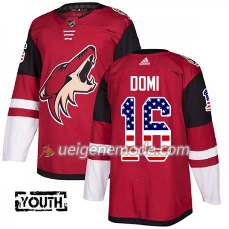 Kinder Eishockey Arizona Coyotes Trikot Max Domi 16 Adidas 2017-2018 Rot USA Flag Fashion Authentic